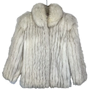 Vintage Saga Fox Genuine Fox Fur Coat Jacket Women's M White Elegant Mob Wife